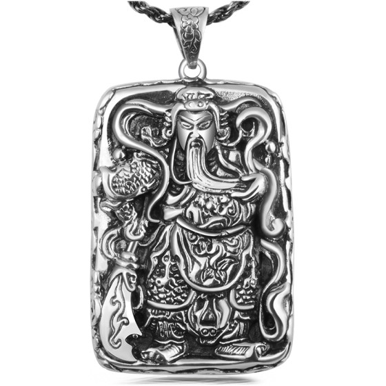 925 Silver Warrior Wealth God Guan Gong Pendant