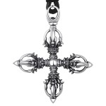 925 Silver Antique Cross Vajra Pendant