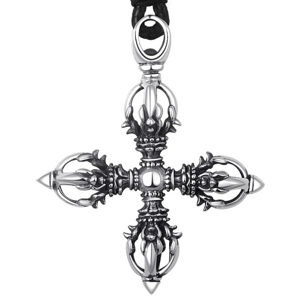 925 Silver Antique Cross Vajra Pendant