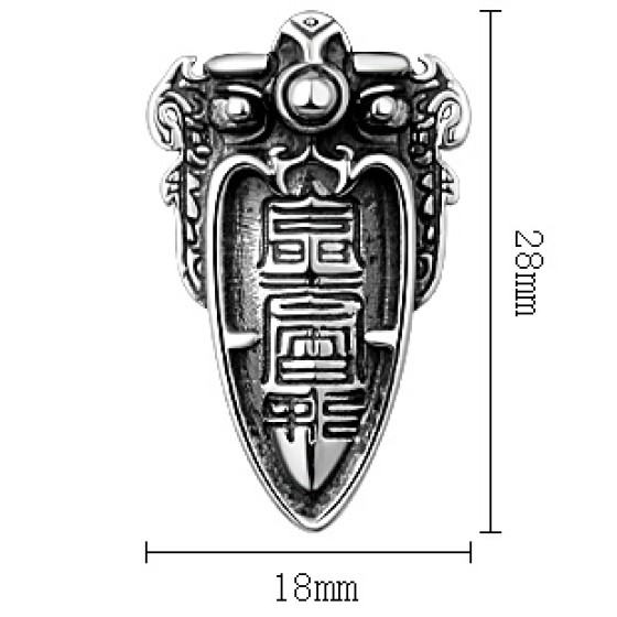 990 Pure Silver Taotie Thunder Command Official Guardian Pendant