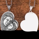 990 Pure Silver Sacred Mother Heart Locket Pendant