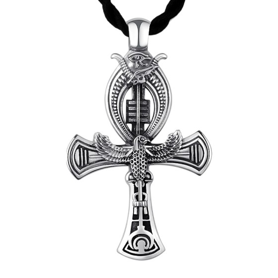 990 Pure Silver Eye of Horus Cross Emblem Pendant