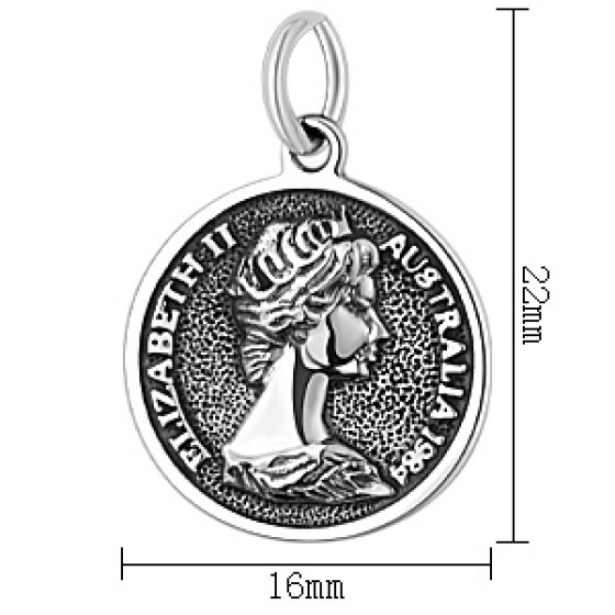 990 Pure Silver Queen Elizabeth II Profile Commemorative Pendant