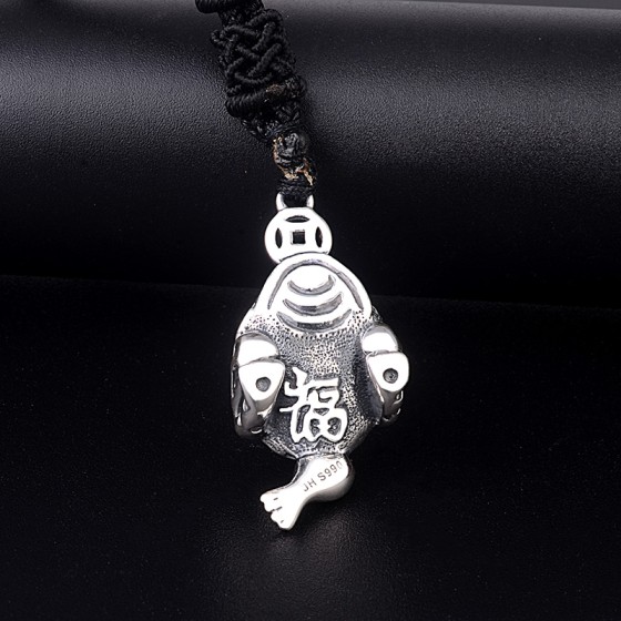 990 Pure Silver Three-Legged Wealth Toad Pendant