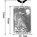 990 Pure Silver Tiger Zodiac Bagua Pendant