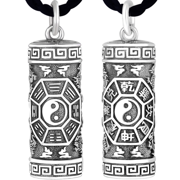 990 Pure Silver Primal Bagua & Four Divine Beasts Talisman Pendant