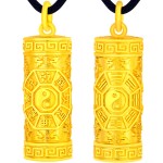 999 Gold Four Divine Beasts & Bagua Protection Pendant