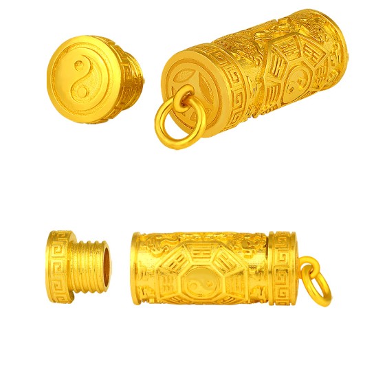 999 Gold Four Divine Beasts & Bagua Protection Pendant