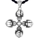 990 Pure Silver Cross Vajra Pestle Pendant