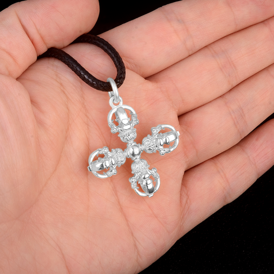 Pt950 Platinum Cross Vajra Pestle Pendant