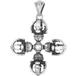990 Pure Silver Cross Vajra Pestle Pendant