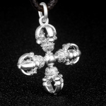 Pt950 Platinum Cross Vajra Pestle Pendant