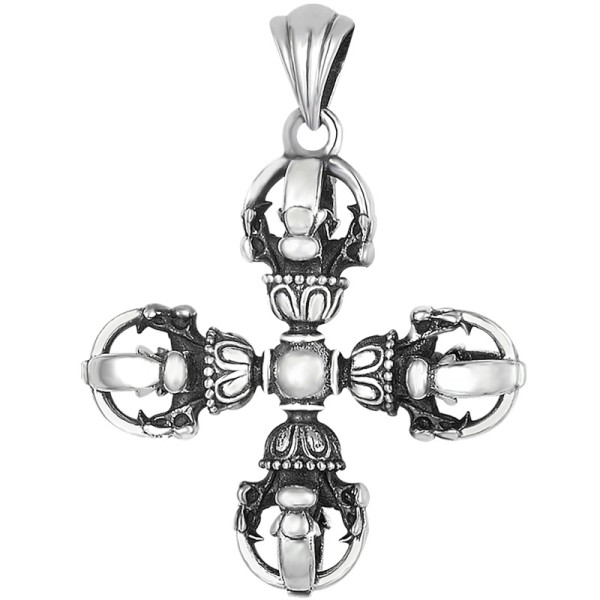 990 Pure Silver Cross Vajra Pestle Pendant