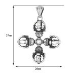 990 Pure Silver Cross Vajra Pestle Pendant