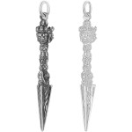 990 Pure Silver Phurba Triple-Bladed Vajra Dagger Pendant