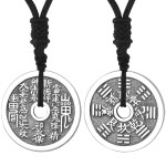 990 Pure Silver Round-Hole Mountain Spirit Coin & Acquired Bagua Pendant
