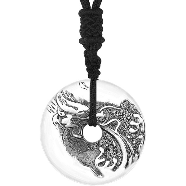 990 Pure Silver Water-Spouting Dragon Peace Knot Pendant