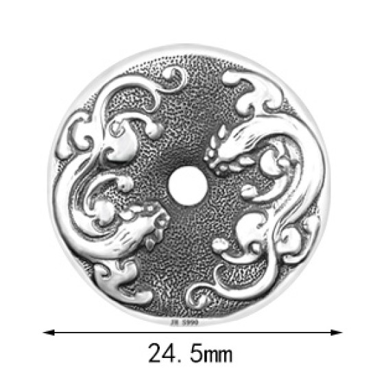 990 Pure Silver Chi Dragon Peace Knot Pendant