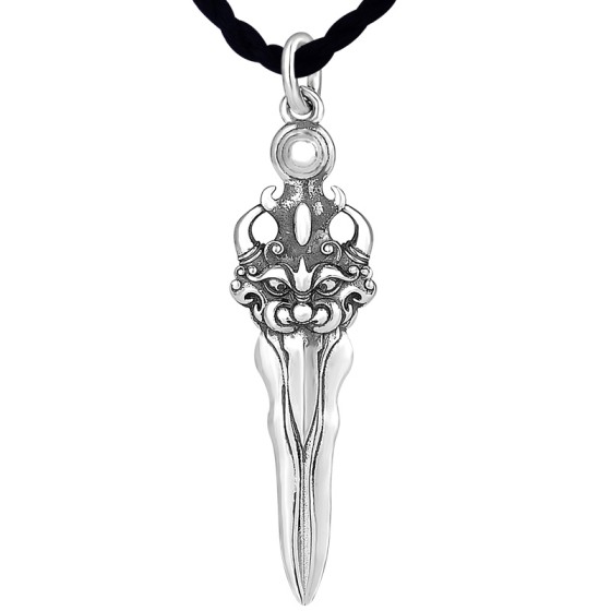 990 Pure Silver Pi Xiu Wealth Sword Pendant