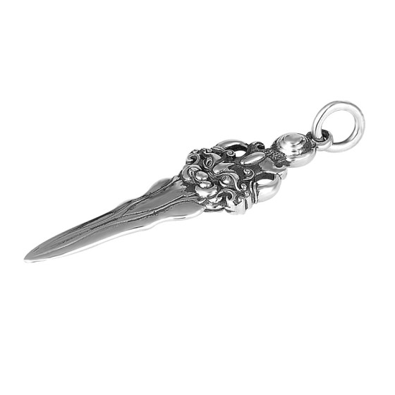 990 Pure Silver Pi Xiu Wealth Sword Pendant
