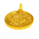 999 Pure Gold Ancient-method Palden Lhamo Six-Syllable Mantra Pendant