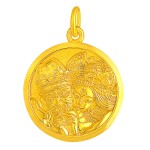 999 Pure Gold Ancient-method Palden Lhamo Six-Syllable Mantra Pendant
