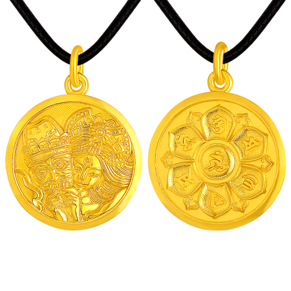 999 Pure Gold Ancient-method Palden Lhamo Six-Syllable Mantra Pendant