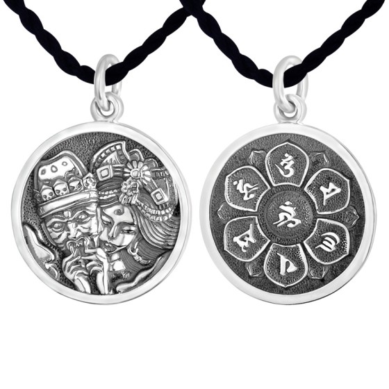 925 Silver Palden Lhamo Female Wealth Deity Six-Syllable Mantra Pendant