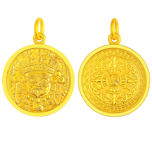 999 Pure Gold Ancient-method Palden Lhamo Vajra Pendant