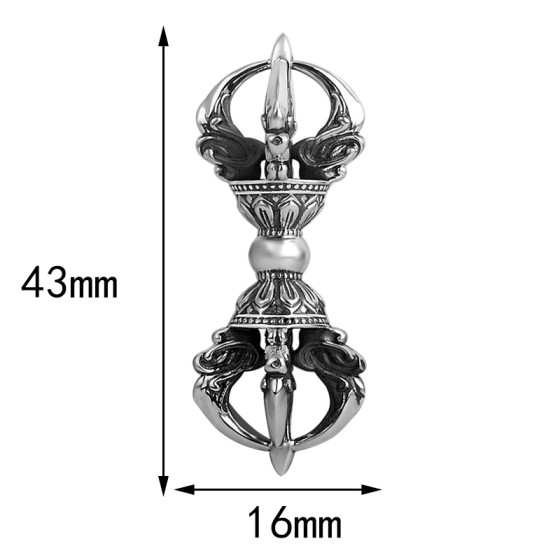 990 Pure Silver Five-Pronged Vajra Pestle Pendant