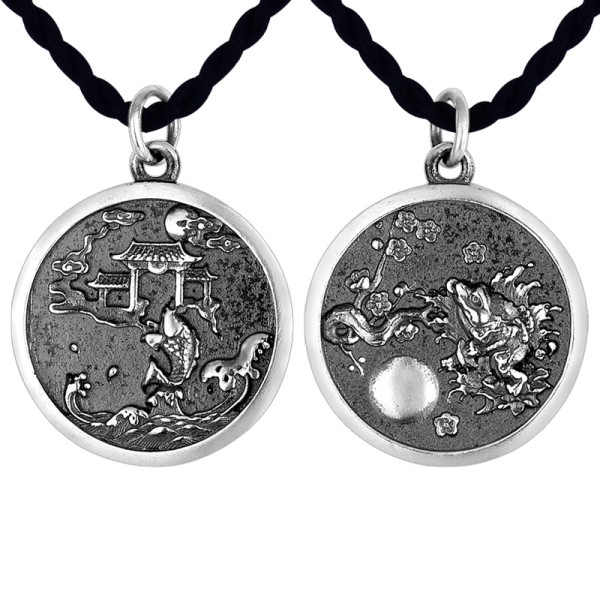 925 Silver Carp Leaping Dragon Gate Pendant