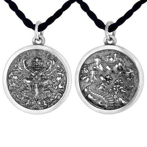 925 Silver Garuda and Great Wall Theme Pendant