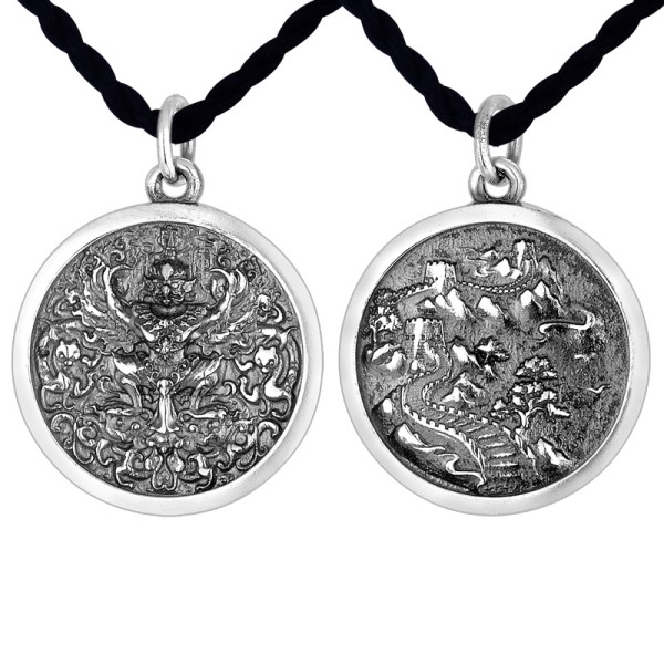 925 Silver Garuda and Great Wall Theme Pendant