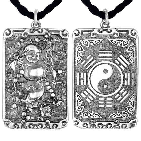 925 Silver Liu Hai Playing with Toad Bagua Pendant