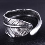 925 Silver Feather Open-End Ring