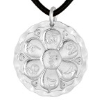 Platinum Six-Syllable Mantra Yellow Jambhala Pendant
