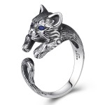 990 Pure Silver Fortune Cat Open-End Ring