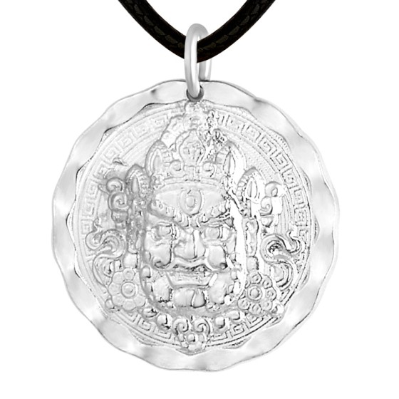 Platinum Six-Syllable Mantra Yellow Jambhala Pendant