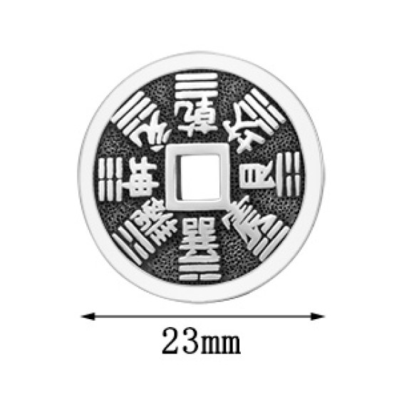 925 Silver Acquired Bagua Wealth Coin Pendant