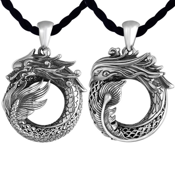 925 Silver Dragon- Phoenix Openwork Zodiac Pendant