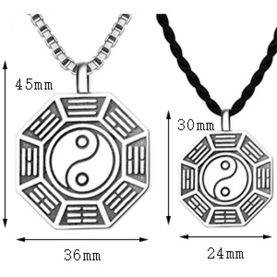 925 Silver Taiji Bagua Protection Pendant