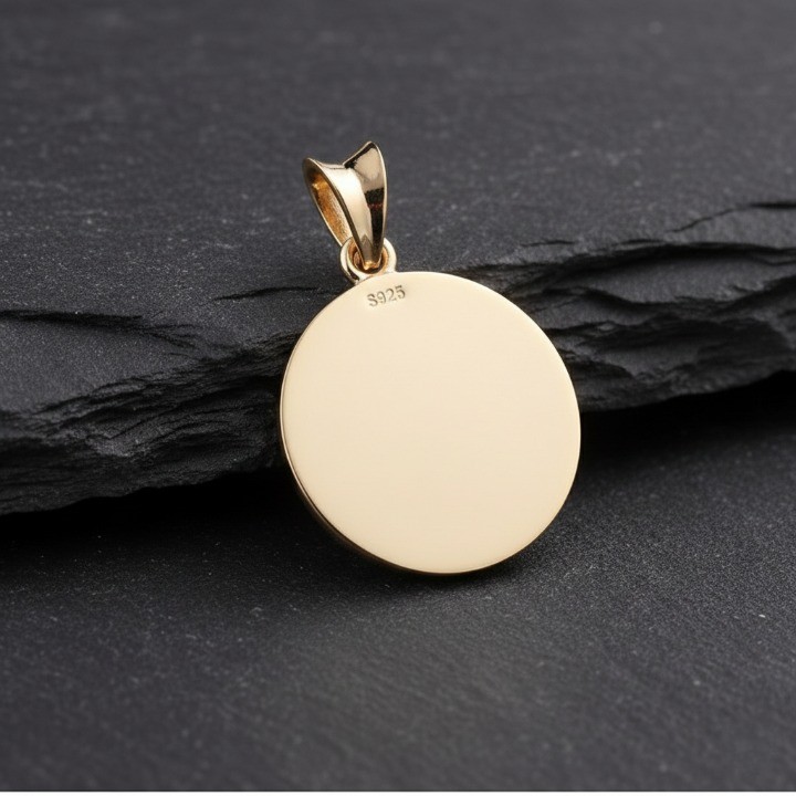 925 Silver Mini Round Sun 12 Birthstone Pendant | 17mm 3 Finishes Lightweight