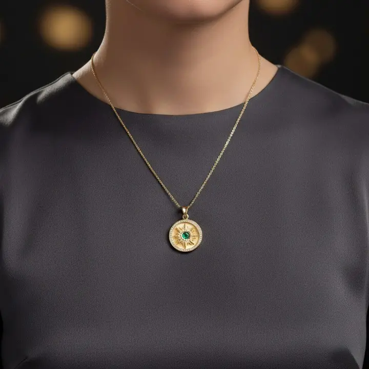 925 Silver Mini Round Sun 12 Birthstone Pendant | 17mm 3 Finishes Lightweight