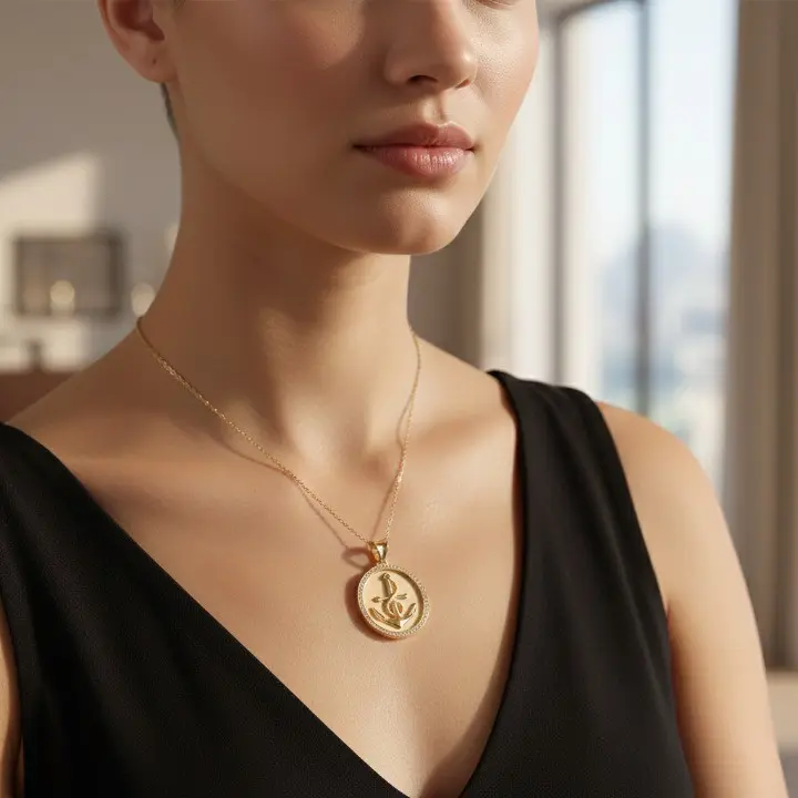 Anchor Diamond 18K Gold Pendant