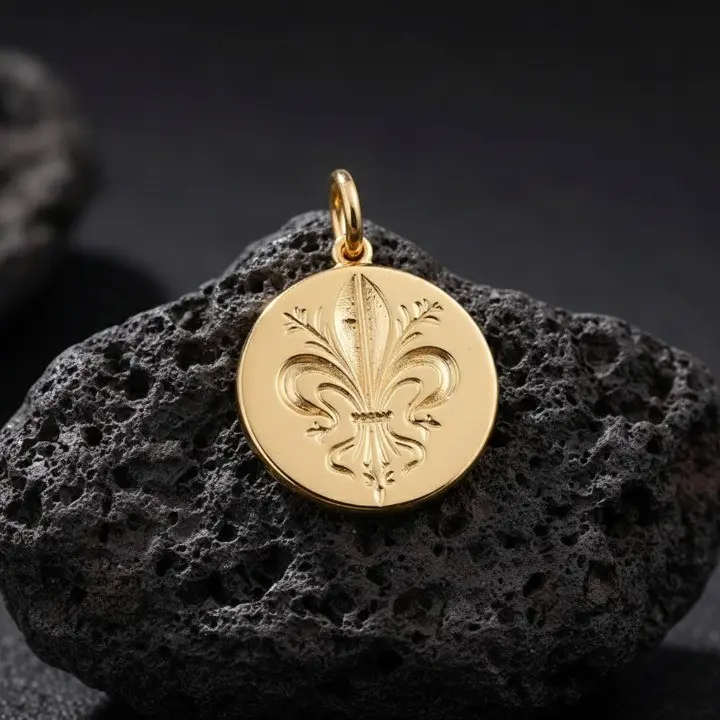 14K Gold Fleur-de-lis Heraldic Pendant