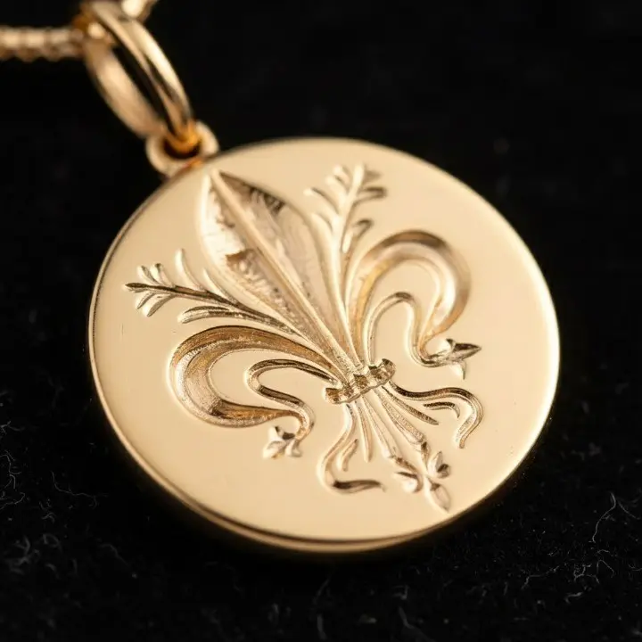 14K Gold Fleur-de-lis Heraldic Pendant