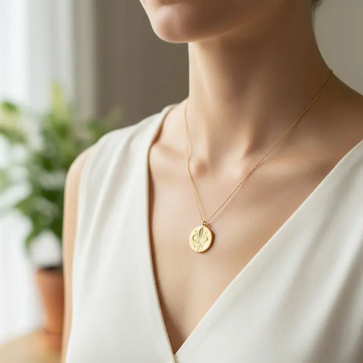 14K Gold Fleur-de-lis Heraldic Pendant