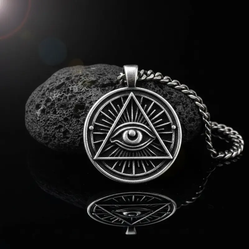 All-Seeing Eye Vintage Silver Amulet Pendant